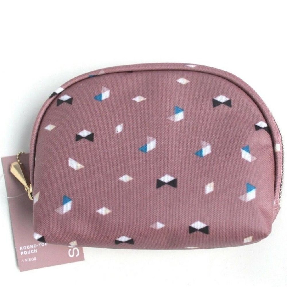 Sonia Kashuk Geometric Round-Top Zip Small Cosmetic Make-Up Pouch Bag